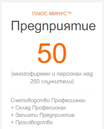 Цена пакет Плюс Минус